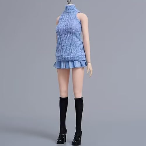 Habit poupée 1/6 anti-tache bleu pull jupe chaussettes protégeant le silicone Phicen 30cm