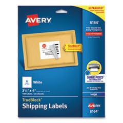 Avery Shipping Labels for Ink Jet Printers with TrueBlock Technology, 3.33" x 4", White, Pack of 150 (08164)