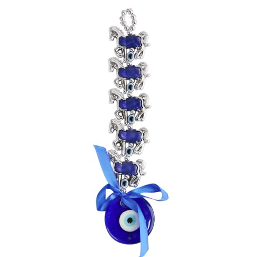 Image of 5 Horse Evil Eye Wall Hanging Decoration for Positive Energy & Protection | Aesthetic Home Decor | Nazar Battu for Home Entrance & Car Dashboard Decor | Ideal for Spiritual Gifting & Wall Decor