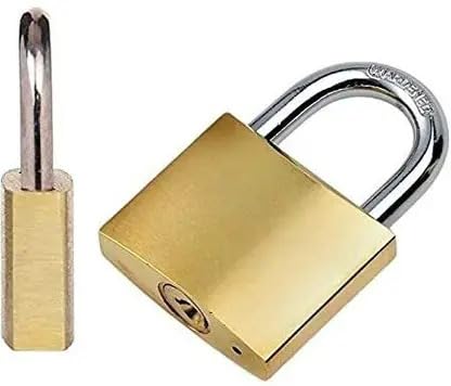 Image of 30mm Solid Brass Padlock | Double Bolt Lock with Hardened Shackle | Water-Resistant | 3 Brass Keys | Ideal for Main Doors, Home, Luggage, Cabinets, Lockers & Toolboxes (Pack of 1)