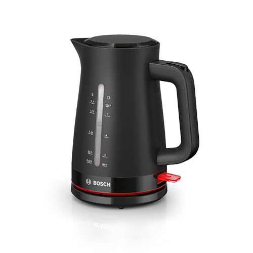 Bosch TWK3M123 MyMoment Bollitore Elettrico, Impugnatura Ergonomica, Ampia Apertura, 3 Livelli di Sicurezza, Filtro Anticalcare, Capacità 1,7 L, Plastica di Alta Qualità, Nero