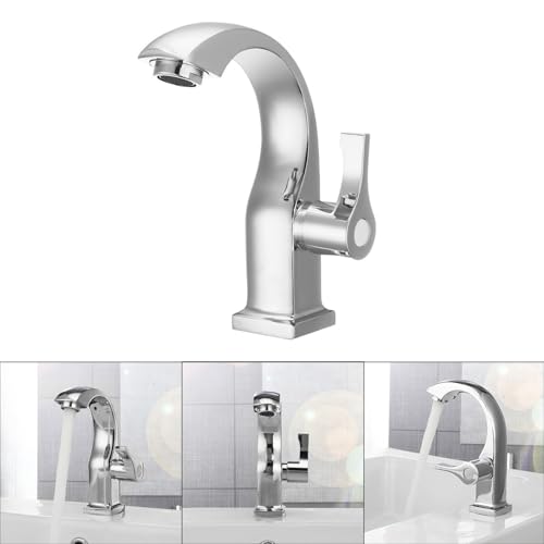 Chrome Single-Handle Bathroom Basin Faucet, Copper Alloy Construction, High- Spout, Cold Water Only, for Wash Basin & Lavatory