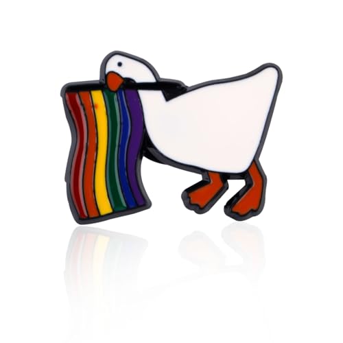 Mikovivi Lustige LGBTQ-Anstecknadel, Emaille-Anstecker mit Regenbogenflagge und Gans Transgender Lesbisch Bisexuell Gay Pride Ally Brosche Schmuckgeschenk für Männer Frauen Kleider Anzüge