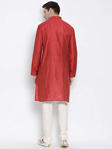 Image of VASTRAMAY Men's Beige Cotton Kurta and Pyjama Set
