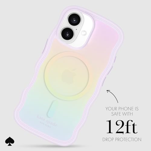 Coque iPhone 16 Kate Spade New York opale ondulée irisée compatible MagSafe