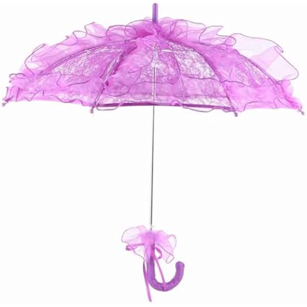 Koronkowy parasol ślubny na ślub |Bawełniana koronka dodaje elegancji |Rekwizyt do fotografii ślubnej/występ taneczny/dekoracja imprezy |9 kolorów, gładkie otwarcie, drewniany (Purple)
