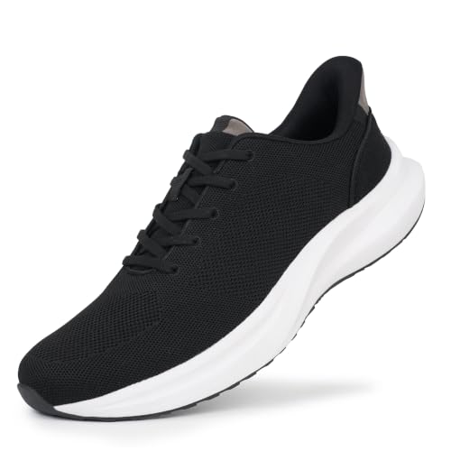 Hawkwell Plus Men's Big Size Ultimate Comfort Road Running Shoes Walking Sneakers US Size 15 16 17 18 19, Black PU, 16 M US