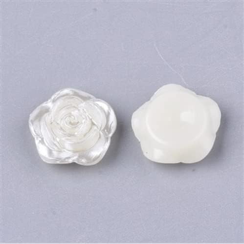100pcs 12mm Pearl White Rose Flower FlatBacks Cabochons Deco DP249 - Image 2