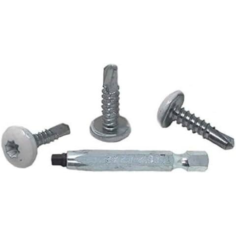 #10 x 3/4 Inch Self Tapping Sheet Metal Screws, White, DBL SQ #2 Head Bit Included, Cargo Trailer Self Tapping Screws, Exterior RV Skin Fasteners, Enclosed Trailer Repair Screws, 250 Pack by LandCamp Cover