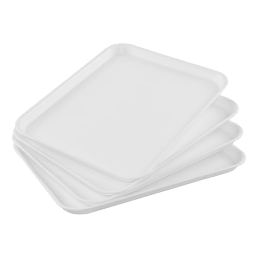 Haodehen 4 Pack Plastic Rectangular Serving Tray, Dinner/Drinks S...