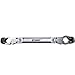 Ratcheting Flare Nut Brake Line Wrench, Metric, Double Flex, 16mm 17mm - For Brake, Fuel, Tranmission Lines, & Cables