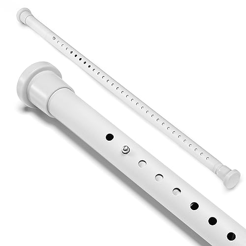 Metal Spring Tension Rod Extendable Telescopic Shower Curtain Pole Heavy Duty Hanging Bar with No Drilling, 110-160cm, White