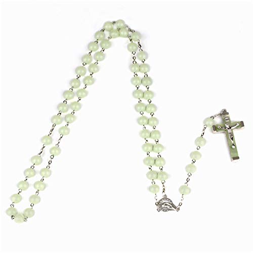 Pingyongchang Glow in The Dark Rosary Luminous Necklace Glow in The Dark Cross Y Necklaces Catholic Round Beads Religious Jesus Crucifix Rosary Chains for Women Men2