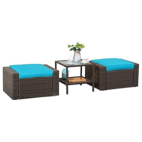 RoyalCraft Outdoor Ottoman Set with Table Cover