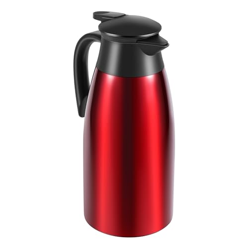 Fozriybefy Rojo 304 Acero Inoxidable 2L Frasco TéRmico Agua al Vacío Aislada Olla Café Té Leche Jarra TéRmica para el Hogar y la Oficina