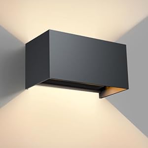 LED Wandleuchte 24W, 3000K Außenlampe Außenleuchte Warmweiß, IP65 Innen/Aussen Aluminium Wandlampe, Außenwandleuchte Mit Einstellbar Abstrahlwinkel (dunkelgrau)