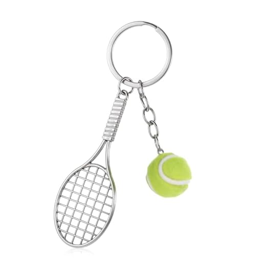 JIYIN Tennis Schläger Schlüsselanhänger, Neuheit Tennis Schläger Schlüsselring Tennisball Anhänger Keychain Kreativer Sport Schlüsselanhänge für Tennisliebhaber Sport Liebhaber