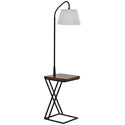 HOMCOM Lampada da Terra Moderna con Caricatore Wireless e Testa Flessibile per Soggiorno, Camera da Letto e Ufficio, 36x36x165 cm