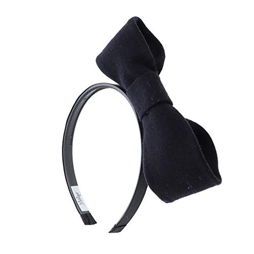 Girls Hard Holiday Headband with Wool Standing Bow - Black