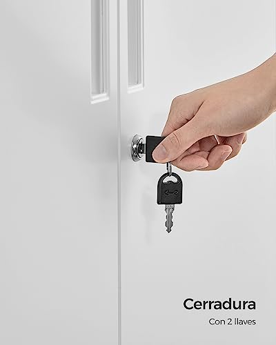 Miniatura 8 de Songmics Armario De Garaje De 5 Estantes Con 2 Puertas, Armario De Oficina, 40 X 80 X 180 Cm, 1 Cerradura, Estantes Ajustables, Gabinete De Metal, Blanco Mate Omc015w01