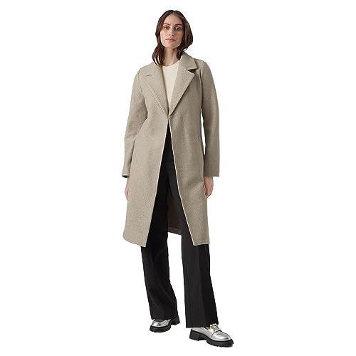 Vero Moda Vmfortuneaya Ss23 Long Coat Noos Abrigo, Mujer, Silver Mink/Detail:MELANGE, S