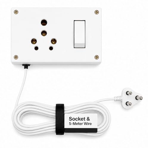 Image of 16A Heavy Duty Switch Extension Board with Universal Socket & Switch - Supports Up to 2500W, 1.5 Sq Mm 3 Core Wire, Shock & Heat Resistant Power Board for Home, Kitchen & Workshop, 5M Cable