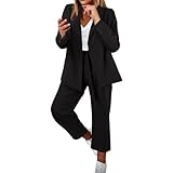 generisch primavera autunno business tinta unita slim fit pantaloni da donna casual elegante confortevole tuta casual moda maniche lunghe set giornaliero outdoor pantaloni donne straight leg, nero ,