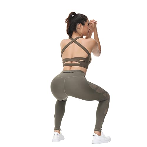 Image of romansong Strappy Yoga Sports Bras for Women Padded Criss-Cross Back Tank Tops