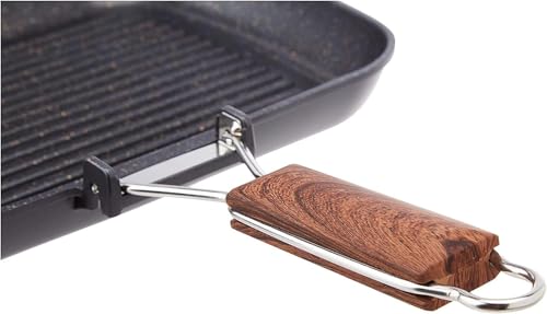Miniatura 10 de Wecook! Ecochef Grill Asador Inducción Liso 34 X 24cm, Antiadherente Quantanium Ecológico Sin Pfoa, Aluminio Fundido, 5mm Espesor, Mango Madera Plegable, Apta Todas Las Cocinas Vitrocerámica, Gas