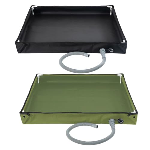 Tidevib Base doccia pieghevole da campeggio per esterni, piatto doccia portatile con tubo di scarico, 80 x 80 x 10 cm, tessuto Oxford + PVC, nero/verde
