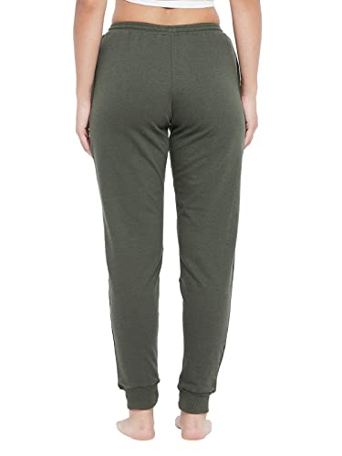 Image of Clovia Women's Regular Women's's Fleece Chic Basic Cuffed Joggers (LB0201P17 Green S)
