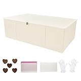 Wekuch Wedding Dress Storage Box – Large Wedding Dress Preservation Box 94L with Acid-Free Tissue Paper, Cedar Wood Blocks, White Gloves & Dust Bag for Bridal Gown Preservation (Beige)