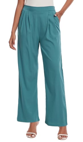 Women's Summer Pull on Soft Pants Back Elastic Waist Ankle Length Slacks