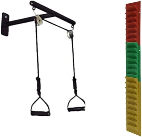 Physical Therapy Rehabilitation Set with Shoulder Pulley, Wall-Mounted Finger Ladder in Red, Green, Yellow, Exercise Equipment for Frozen Shoulder Recovery