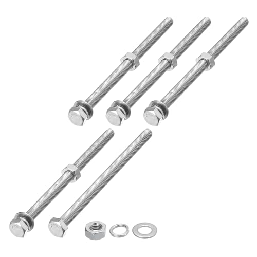 Image of METALLIXITY Hex Head Screws Bolts, Nuts, Flat & Lock Washers Kits (M8-1.25x130mm) 5 Set, Stainless Steel Fully Threaded Machine Screws Bolt Set - for Home Appliance Equipment