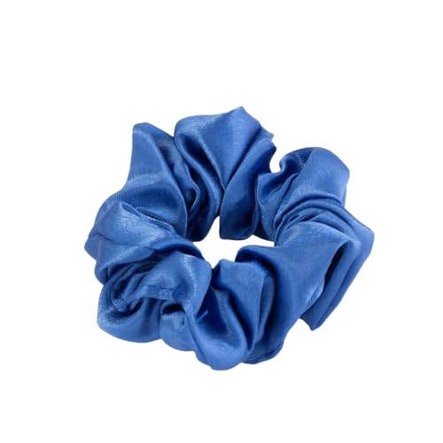 Righe e Pois - scrunchies in raso stretto - fermacoda elastico per capelli da 6 cm - confezione da 1 (Blu Avio)