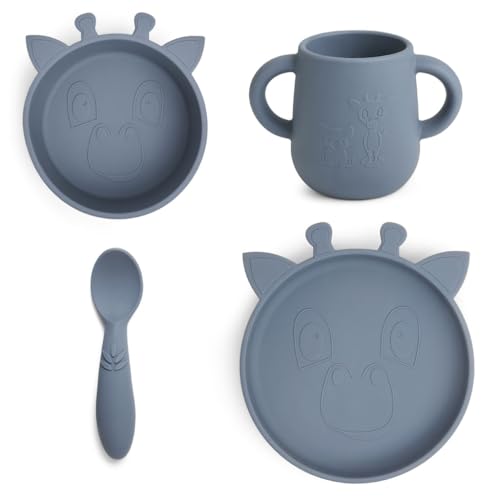 Set de vajilla infantil Nuuroo Lykke de silicona para evitar caídas y roturas