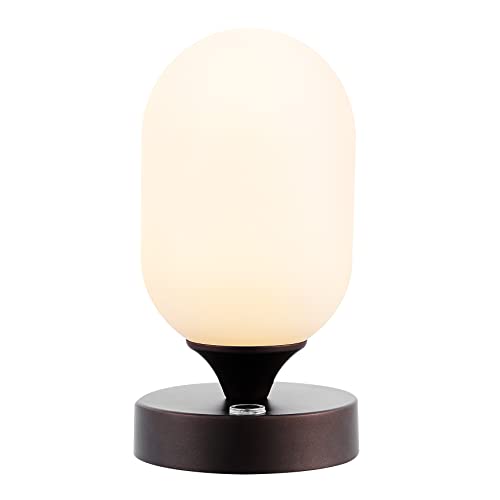 JONATHAN Y 8" Oil Rubbed Bronze Modern Rechargeable Integrated LED Table Lamp, Portable Cordless Accent Light with White Frosted Glass Shade, Dimmable Touch Sensor JYL7111A by JONATHAN Y - Used condition - US$20.08