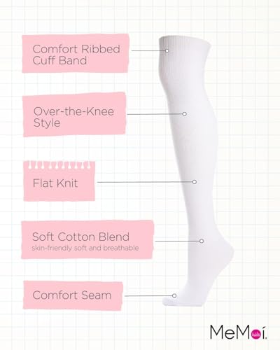 MeMoi Girls Over The Knee Flat Knit Cotton Blend Uniform Socks3