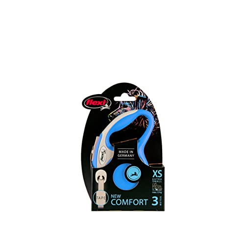 Flexi Comfort Tape Grey & Blue Extra Small 3M Retractable Dog Leash/Lead For Dogs Up To 12Kgs/26Lbs #TOP5