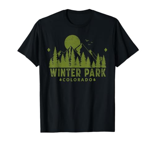 Vintage Winter Park Colorado CO Ski Mountain Outdoor T-Shirt, Men, Black, Small