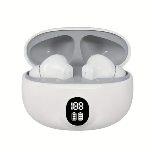 Image of Wireless Bluetooth 5.3 Earbuds with Noise Cancellation, HiFi Stereo, Deep Bass, 60HR Playtime, Type C Fast Charging Case (White)