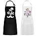LAMEK 2 Pezzi Grembiule da Cucina Coppia Grembiule da Cucina Impermeabile Grembiule Mr Right e Mrs Right Design per Donne Uomini Matrimonio San Valentino Regalo Nuziale Doccia Casa Nero Bianco