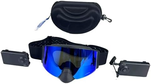 Wynthorix Heated Goggles Snowmobile Anti-Fog Magnetic Interchangeable Frameless 100% UV Lens OTG Electric Ski Goggle Men Rechargeable Battery Snow Machine (Vlt 16% Grey Lens with Full Revo Blue)