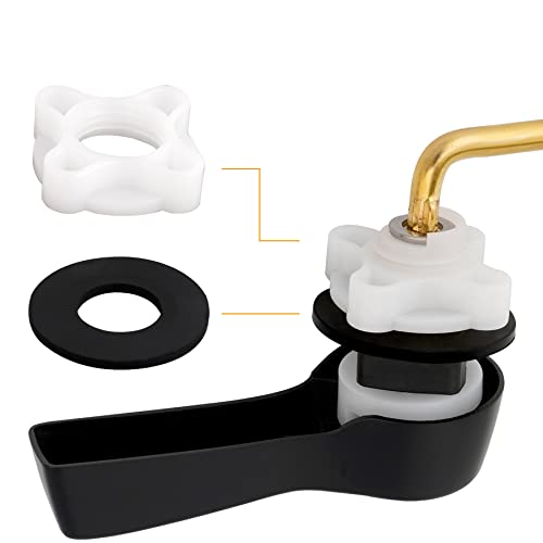 Image of Hibbent Universal Metal Side Mount Toilet Handle Kit, Matte Black | Solid Brass Toilet Flush Tank Lever with Stainless Steel Adjustable Flapper Chains, Side Tank Toilet Handle for Most Toilets