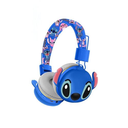 Stitch Kids Bluetooth Wireless Stitch Headphone 3D Stitch Ears Kids Over Ears Headset Soft Ear Pads Foldable Wireless Headphone For Girls and Boys Xmas Gift Birthday Gift For Girls and Boys