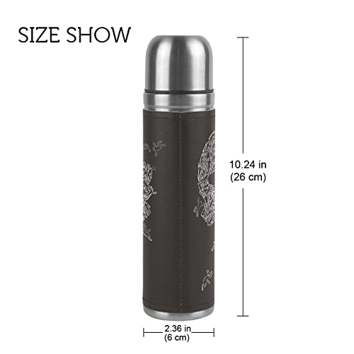 Cráneo botella de agua de acero inoxidable con aislamiento al vacío termo 500 ml viaje deporte té café beber envase - Imagen 3