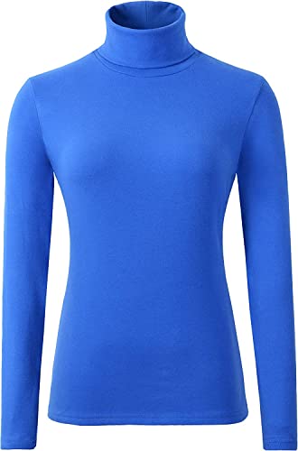 Image of Mustwearit Ladies Polo Roll Neck Tops Long Sleeve Turtle Neck Plain Jumpers for Women Top T Shirts UK Plus Size 8 to 26. Royal Blue