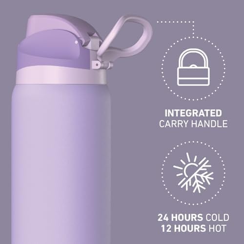 Hydrapeak Oasis 32 oz Water Bottle with Chug Lid, Stainless Steel Insulated Water Bottle For Men and Women, Lavender | Insulated - Image 8