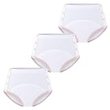 Carer Confezione da 3 Mutandina Incontinenza Donna 230 ml Assorbenza Cotone Intimo Antifuga Bottoni a Pressione Laterali Design Facile da Cambiare, Riutilizzabile per Incontinenza, Bianco Taglia M